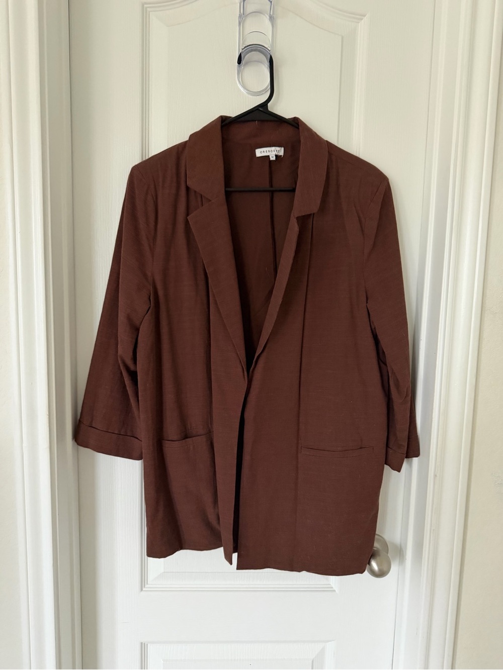 Women's Brown Open-Front Blazer Jacket